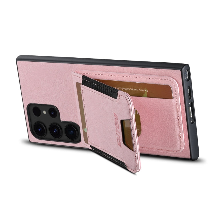 For Samsuny Galaxy S24 Ultrra 5G Suteni H03 Litchi Leather Card Bag Stand Back Phone Case(Pink) - HoMEdemic™ 