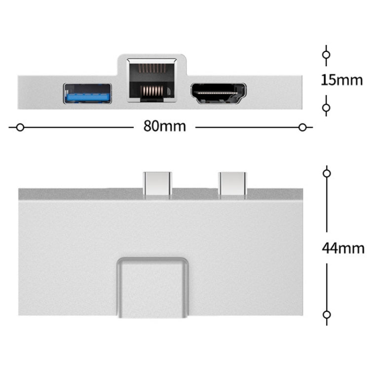 For Surface Pro 8 / 9 / X Dual Type-C Computer Expansion Hub 7 In 1 Docking Station - HoMEdemic™ 