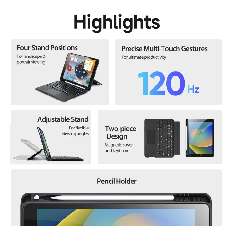 For iPad 10.2 2019/2020/2021/Air 2019 DUX DUCIS DK Series Magnetic Wireless Bluetooth Keyboard Tablet Case(Black) - HoMEdemic™ 