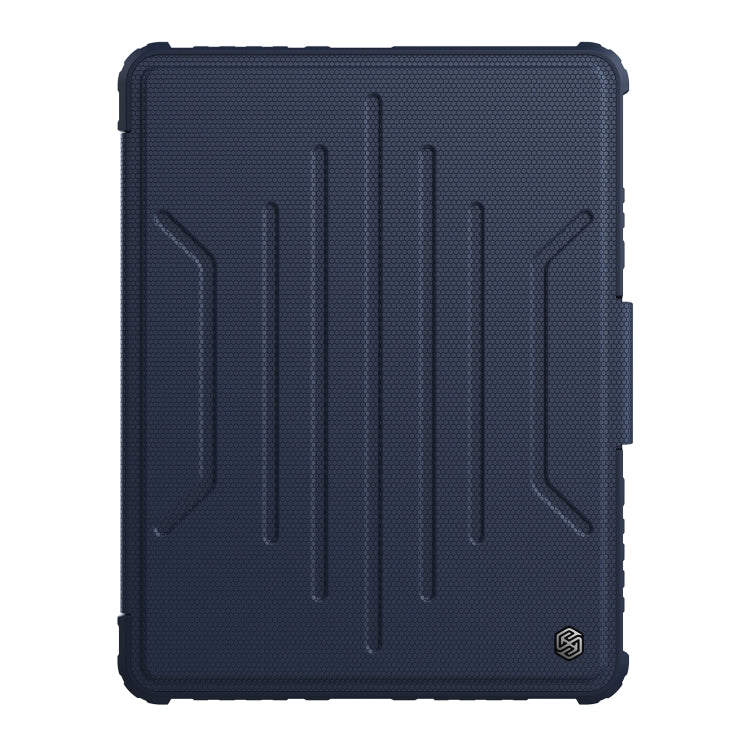 For iPad 10.2 2019 / 2020 / 2021 Nillkin Bumper Snapsafe Multifunctional Leather Tablet Case with Pen Slot(Blue) - HoMEdemic™ 