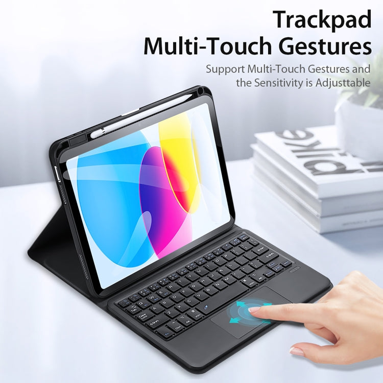 For iPad 10th Gen 10.9 2022 DUX DUCIS TK Series Bluetooth Keyboard Leather Case with Touchpad & Smart Sleep Function(Black) - HoMEdemic™ 