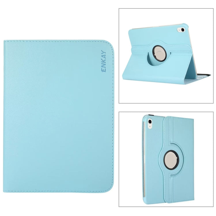 For iPad 2025 / 2022 ENKAY Hat-Prince 360 Degree Rotation Litchi Leather Smart Tablet Case(Light Blue) - HoMEdemic™ 