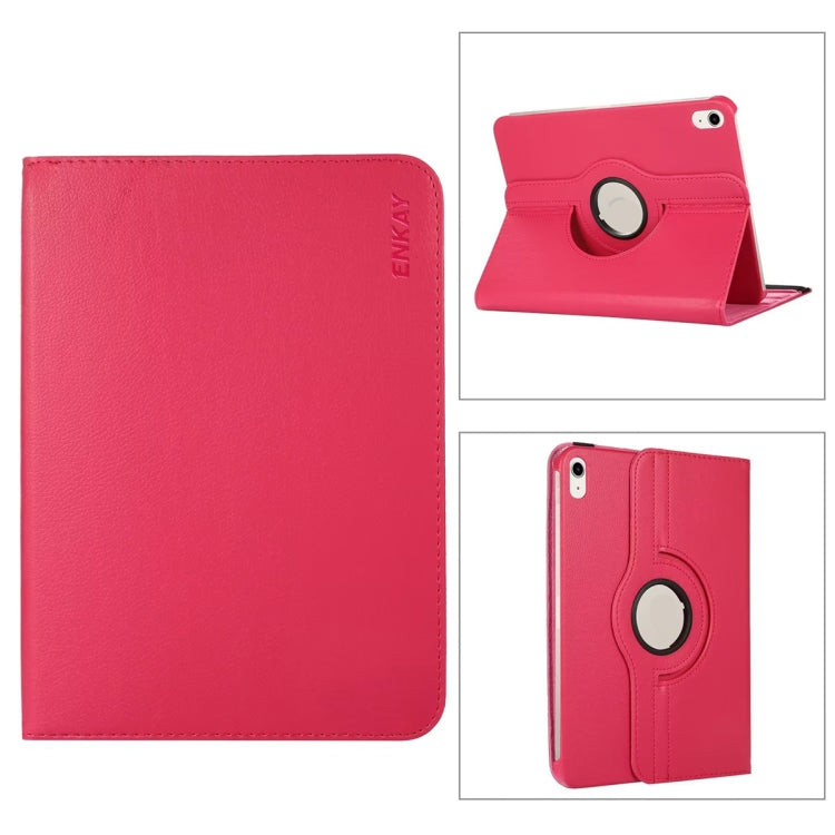For iPad 2025 / 2022 ENKAY Hat-Prince 360 Degree Rotation Litchi Leather Smart Tablet Case(Rose) - HoMEdemic™ 