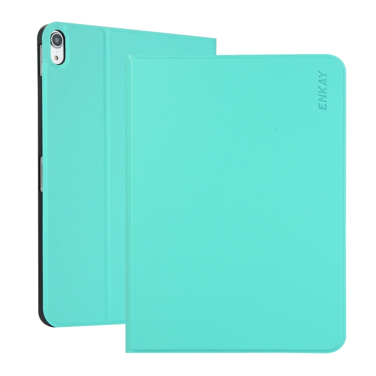 For iPad 2025 / 2022 ENKAY PC Back Cover Smart Leather Tablet Case with Pen Slot & Holder(Cyan) - HoMEdemic™ 