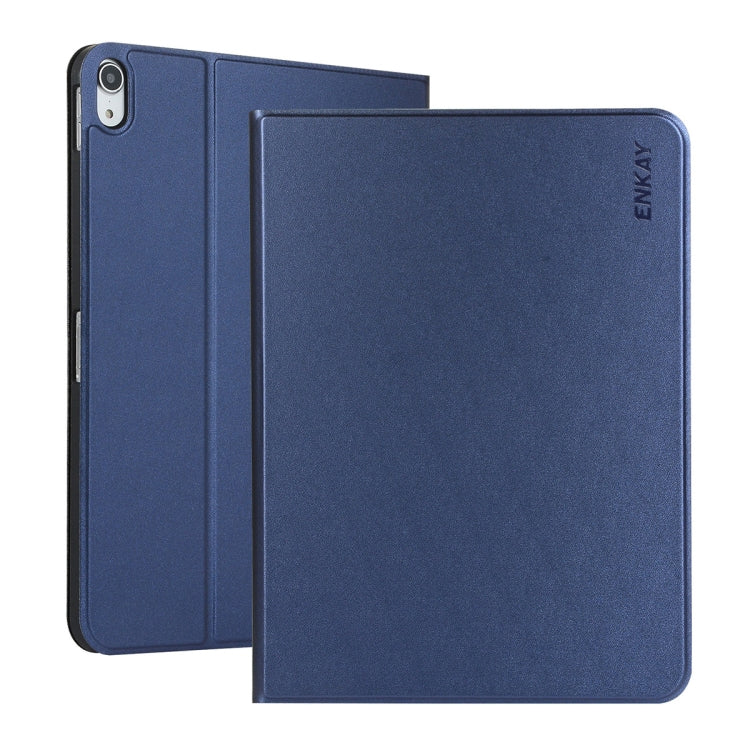 For iPad 2025 / 2022 ENKAY PC Back Cover Smart Leather Tablet Case with Pen Slot & Holder(Dark Blue) - HoMEdemic™ 