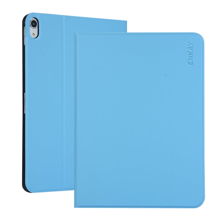 For iPad 2025 / 2022 ENKAY PC Back Cover Smart Leather Tablet Case with Pen Slot & Holder(Light Blue) - HoMEdemic™ 