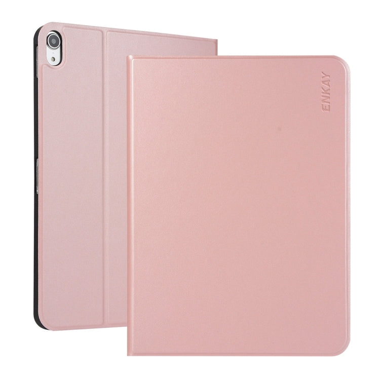 For iPad 2025 / 2022 ENKAY PC Back Cover Smart Leather Tablet Case with Pen Slot & Holder(Pink) - HoMEdemic™ 