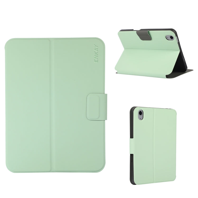 For iPad 2025 / 2022 ENKAY TPU Back Cover Smart Leather Tablet Case with Pen Slot & Holder(Light Green) - HoMEdemic™ 