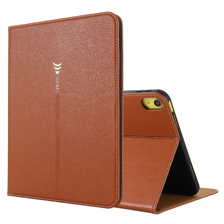 For iPad 2025 / 2022 GEBEI Silk Texture Flip Tablet Leather Case(Brown) - HoMEdemic™ 