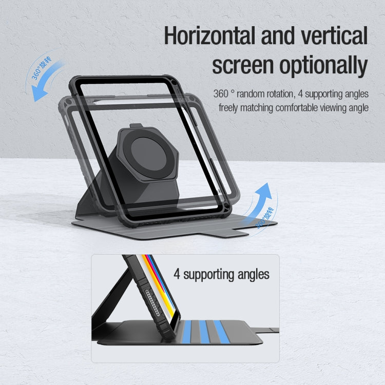 For iPad 2025 / 2022 NILLKIN Bumper Snapsafe Multifunctional Leather Tablet Case with Pen Slot(Blue) - HoMEdemic™ 