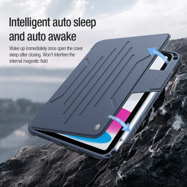 For iPad 2025 / 2022 NILLKIN Bumper Snapsafe Multifunctional Leather Tablet Case with Pen Slot(Blue) - HoMEdemic™ 