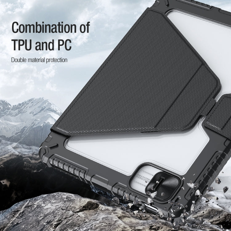 For iPad 2025 / 2022 NILLKIN Bumper Snapsafe Multifunctional Leather Tablet Case with Pen Slot(Blue) - HoMEdemic™ 