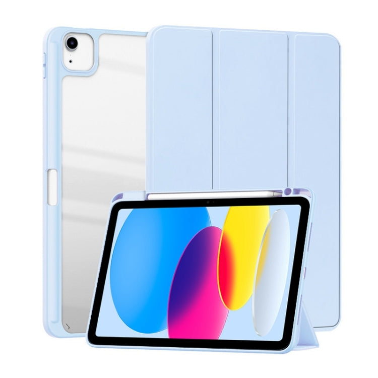 For iPad 2025 / 2022 ZGA Tri-Fold Voltage Smart Leather Tablet Case(Ice Blue) - HoMEdemic™ 