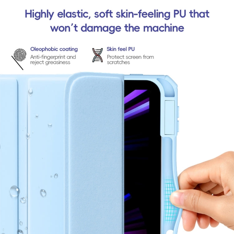 For iPad 2025 / 2022 ZGA Tri-Fold Voltage Smart Leather Tablet Case(Ice Blue) - HoMEdemic™ 