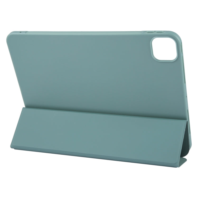 For iPad Air 11 2025 / 2024 GEBEI 3-folding Holder Shockproof Flip Leather Tablet Case(Dark Green) - HoMEdemic™ 