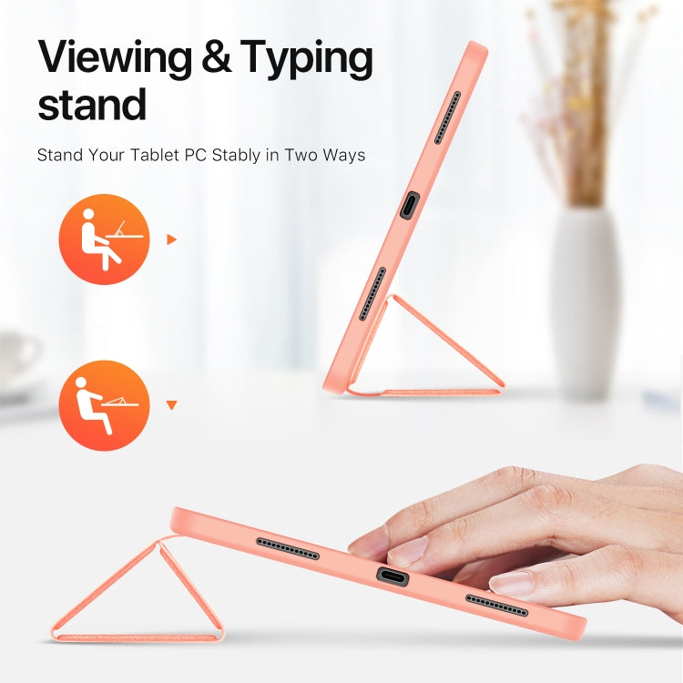 For iPad Air 13 2024 / 2025 / 2026 DUX DUCIS Domo Series Cloth Texture Magnetic Leather Tablet Case(Pink) - HoMEdemic™ 
