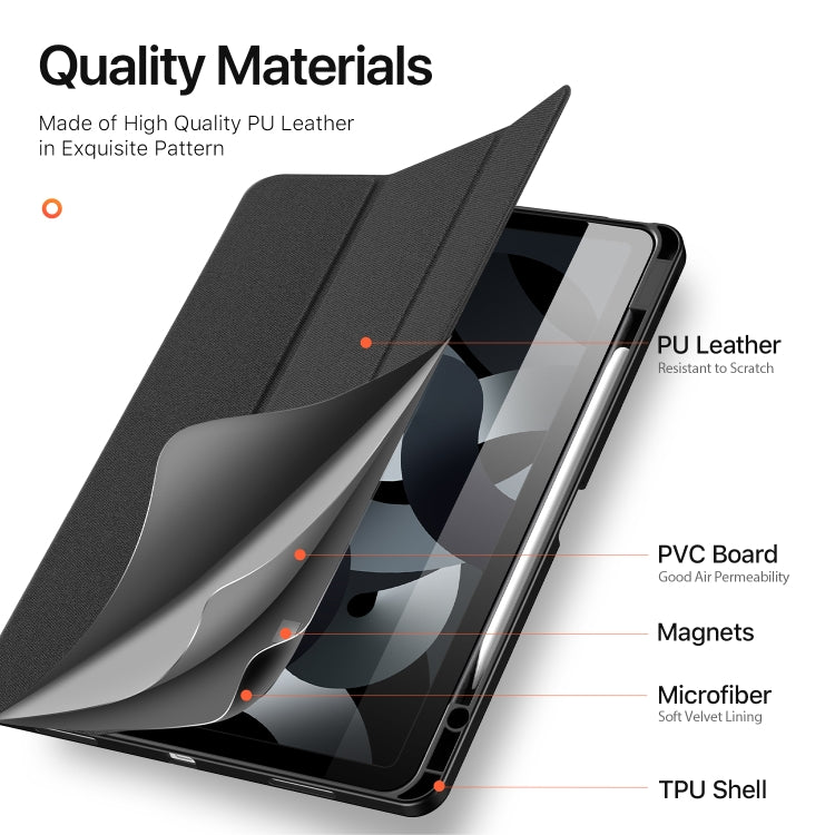 For iPad Air 13 2024 / 2025 DUX DUCIS Domo Series Cloth Texture Magnetic Leather Tablet Case(Black) - HoMEdemic™ 