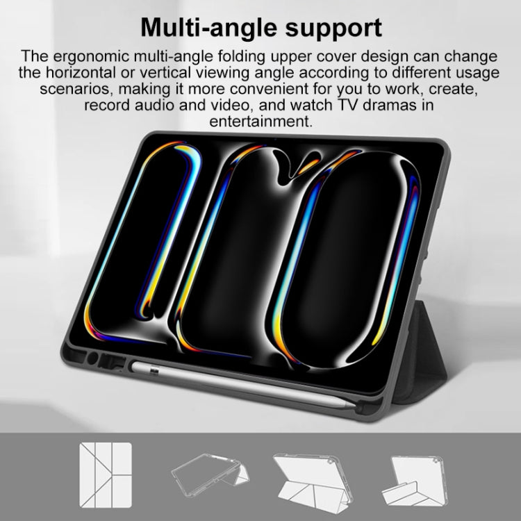 For iPad Air 13 2024 Mutural Multi-fold Smart Leather Tablet Case(Black) - HoMEdemic™ 