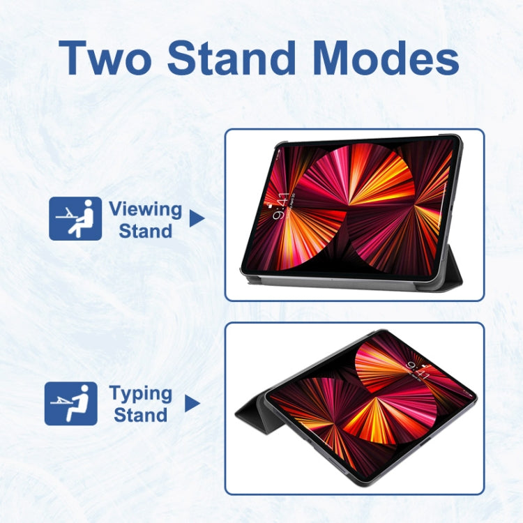 For iPad Pro 11 2022 / 2021 / 2020 ENKAY 3-Folding Shockproof PC Cover Custer Texture PU Leather Tablet Case with Holder & Sleep / Wake-up Function(Dark Blue) - HoMEdemic™ 