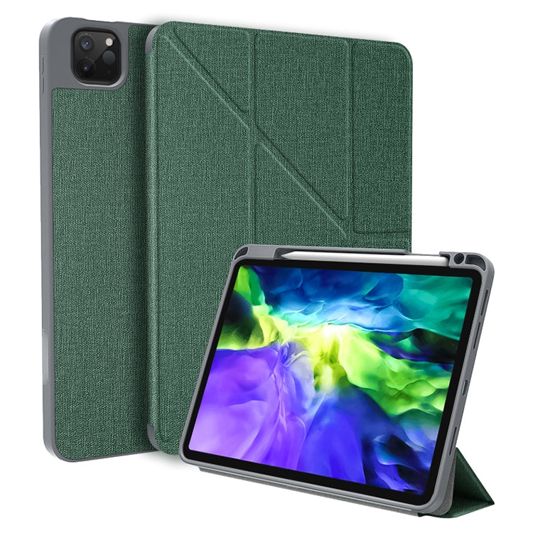 For iPad Pro 11 2022 / 2021 / 2020 MMutural Multi-fold Smart Leather Tablet Case(Dark Green) - HoMEdemic™ 