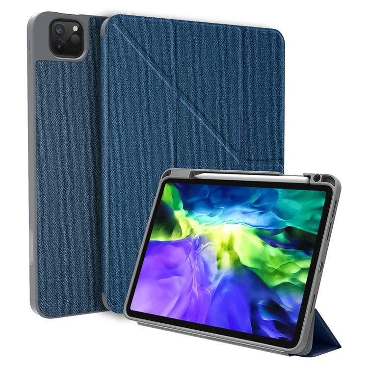For iPad Pro 11 2022 / 2021 / 2020 Mutural Multi-fold Smart Leather Tablet Case (Blue) - HoMEdemic™ 