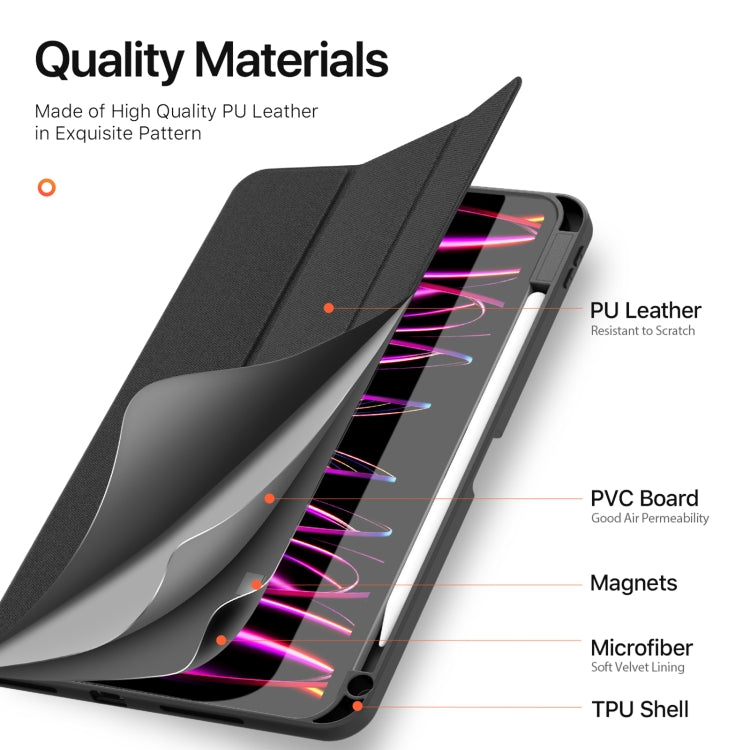 For iPad Pro 11 2024 DUX DUCIS Domo Series Cloth Texture Magnetic Leather Tablet Case(Black) - HoMEdemic™ 
