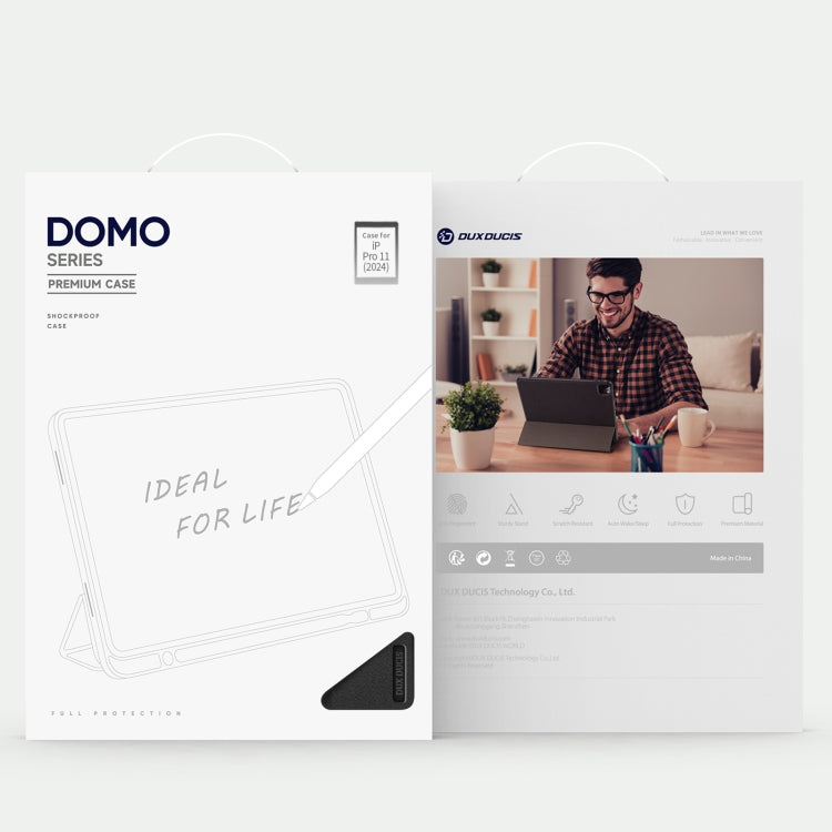 For iPad Pro 11 2024 DUX DUCIS Domo Series Cloth Texture Magnetic Leather Tablet Case(Black) - HoMEdemic™ 
