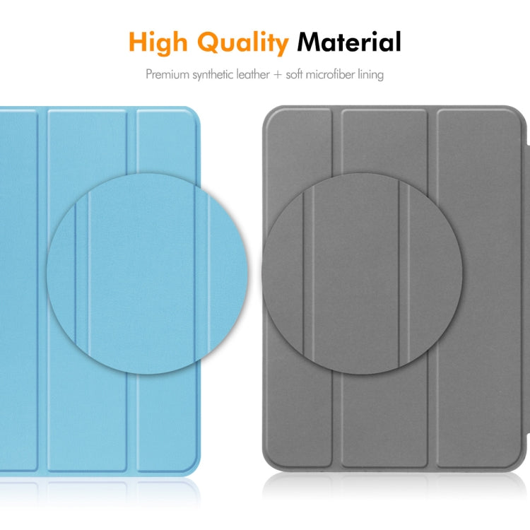 For iPad Pro 11 2024 ENKAY Tri-fold Custer Texture TPU Leather Smart Tablet Case with Pen Slot(Grey) - HoMEdemic™ 