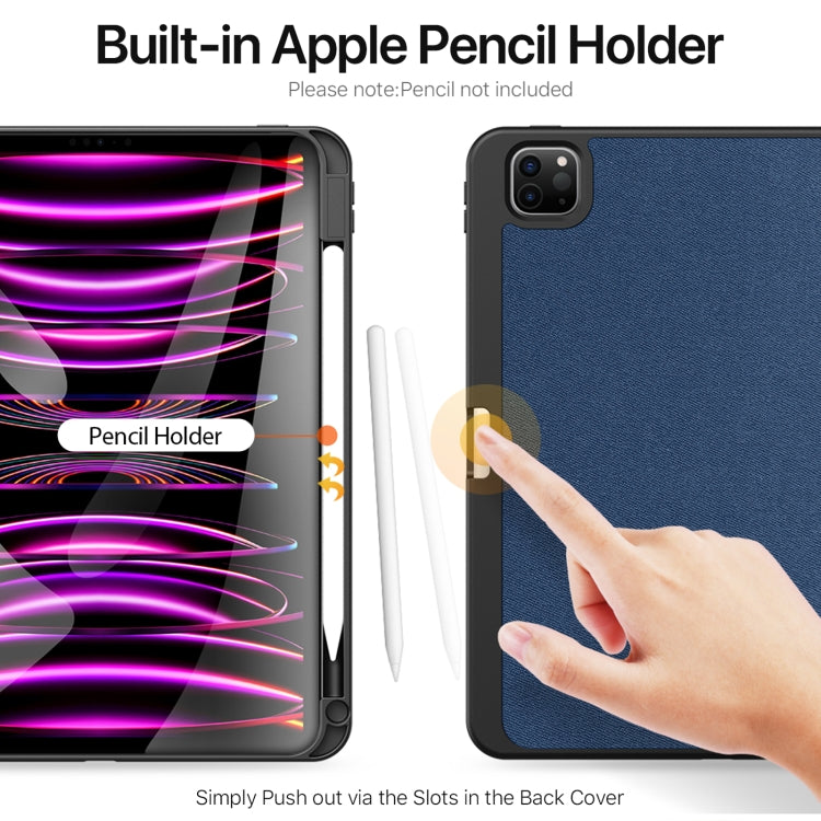 For iPad Pro 11 2025 / 2024 DUX DUCIS Domo Series Cloth Texture Magnetic Leather Tablet Case(Blue) - HoMEdemic™ 