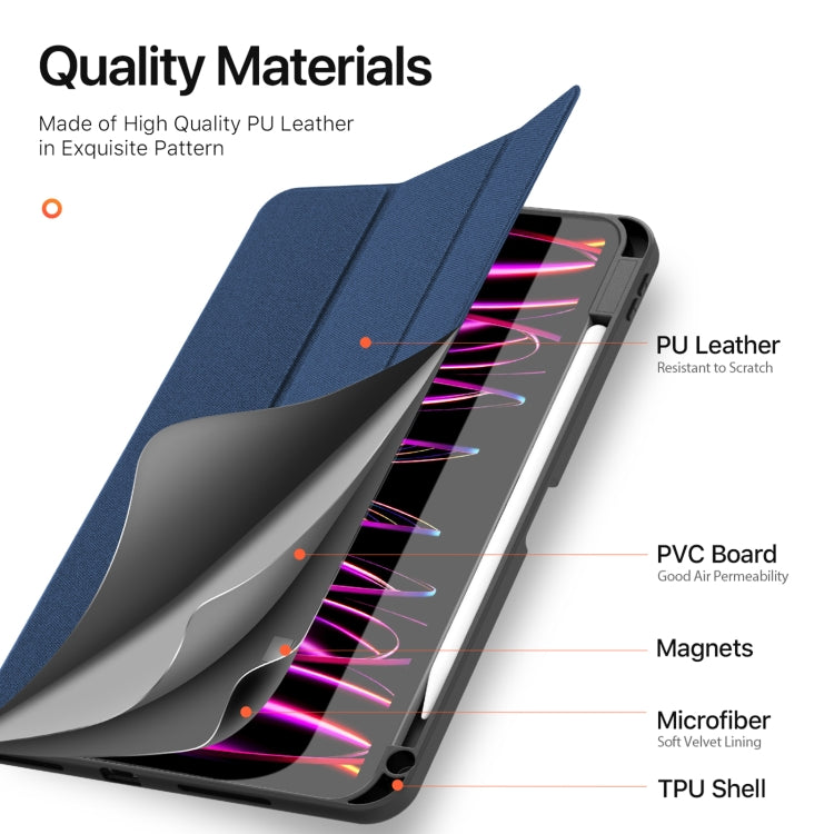 For iPad Pro 11 2025 / 2024 DUX DUCIS Domo Series Cloth Texture Magnetic Leather Tablet Case(Blue) - HoMEdemic™ 