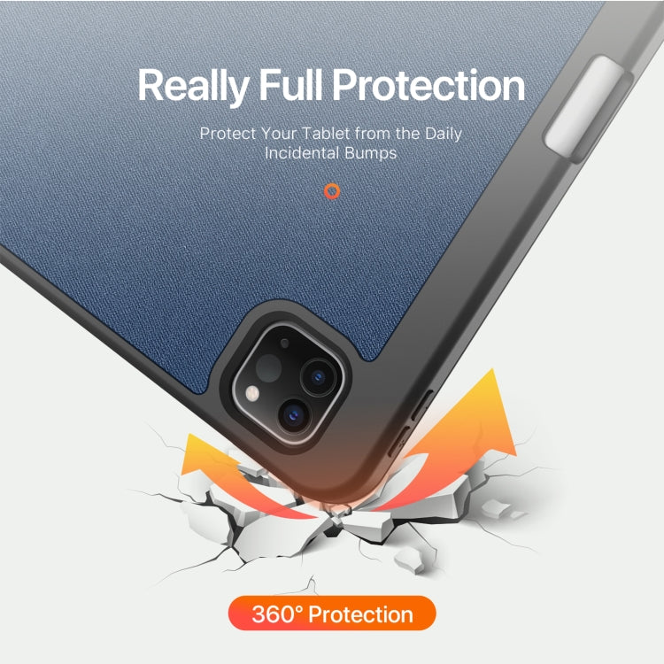 For iPad Pro 11 2025 / 2024 DUX DUCIS Domo Series Cloth Texture Magnetic Leather Tablet Case(Blue) - HoMEdemic™ 