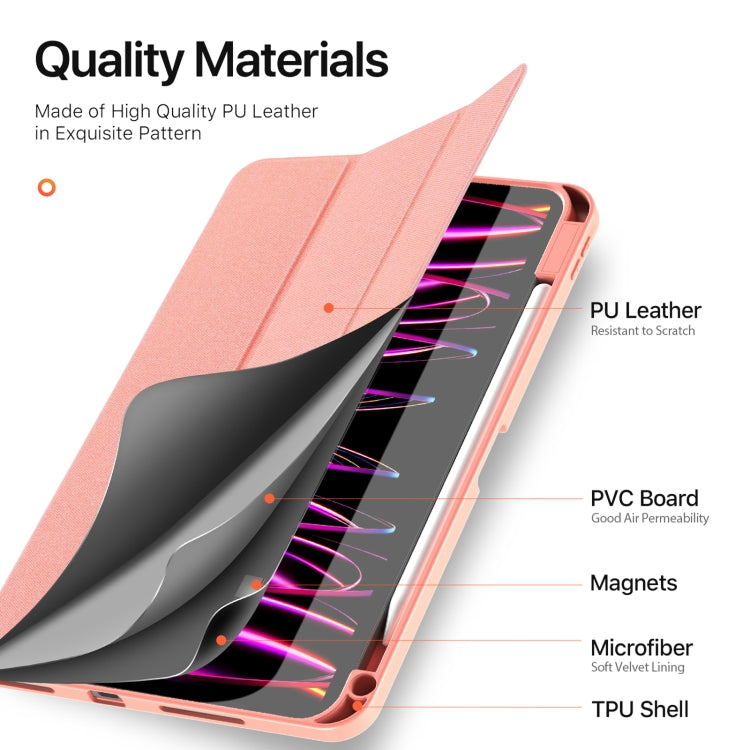 For iPad Pro 11 2025 / 2024 DUX DUCIS Domo Series Cloth Texture Magnetic Leather Tablet Case(Pink) - HoMEdemic™ 