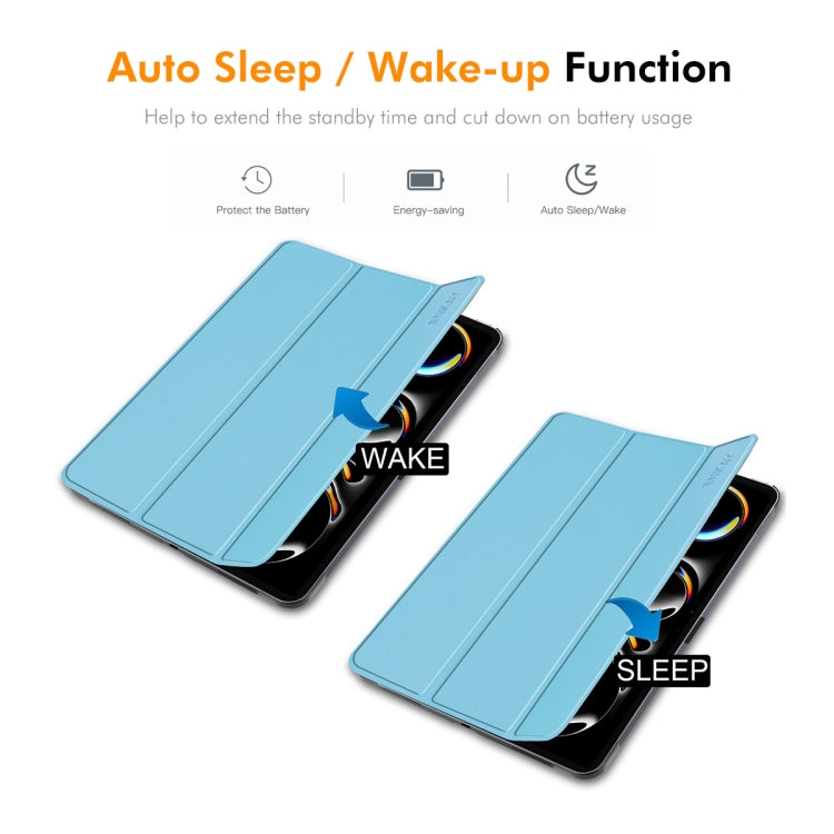 For iPad Pro 11 2025 / 2024 ENKAY Tri-fold Custer Texture Platic Leather Smart Tablet Case(Light Blue) - HoMEdemic™ 