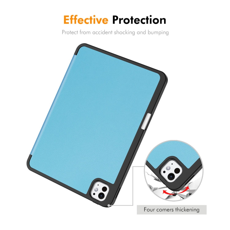 For iPad Pro 11 2025 / 2024 ENKAY Tri-fold Custer Texture TPU Leather Smart Tablet Case with Pen Slot(Black) - HoMEdemic™ 