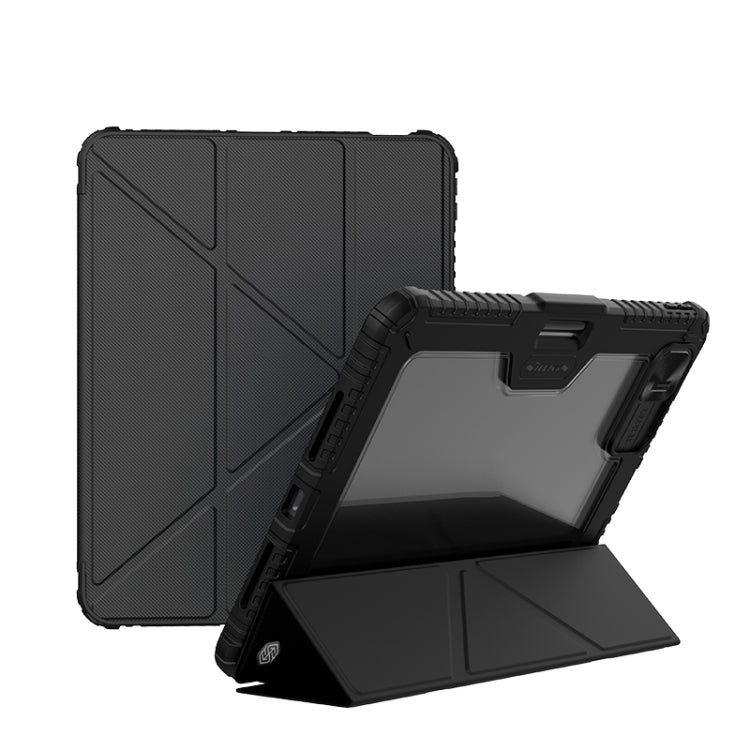 For iPad Pro 11 2025 / 2024 NILLKIN Bumper Pro Multi-angle Folding Style Tablet Leather Case(Black) - HoMEdemic™ 