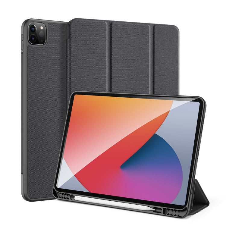 For iPad Pro 12.9 2022 / 2021 / 2020 DUX DUCIS Domo Series Horizontal Flip Magnetic TPU + PU Leather Tablet Case with Three-folding Holder & Pen Slot & Sleep / Wake-up Function(Black) - HoMEdemic™ 