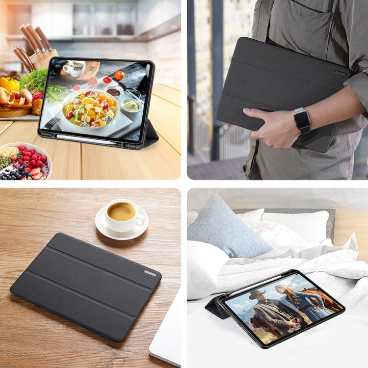 For iPad Pro 12.9 2022 / 2021 / 2020 DUX DUCIS Domo Series Horizontal Flip Magnetic TPU + PU Leather Tablet Case with Three-folding Holder & Pen Slot & Sleep / Wake-up Function(Black) - HoMEdemic™ 