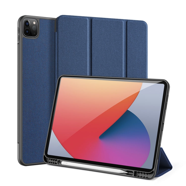 For iPad Pro 12.9 2022 / 2021 / 2020 DUX DUCIS Domo Series Horizontal Flip Magnetic TPU + PU Leather Tablet Case with Three-folding Holder & Pen Slot & Sleep / Wake-up Function(Blue) - HoMEdemic™ 