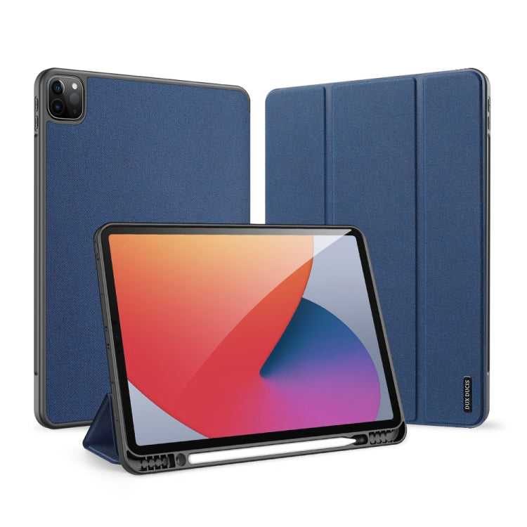 For iPad Pro 12.9 2022 / 2021 / 2020 DUX DUCIS Domo Series Horizontal Flip Magnetic TPU + PU Leather Tablet Case with Three-folding Holder & Pen Slot & Sleep / Wake-up Function(Blue) - HoMEdemic™ 