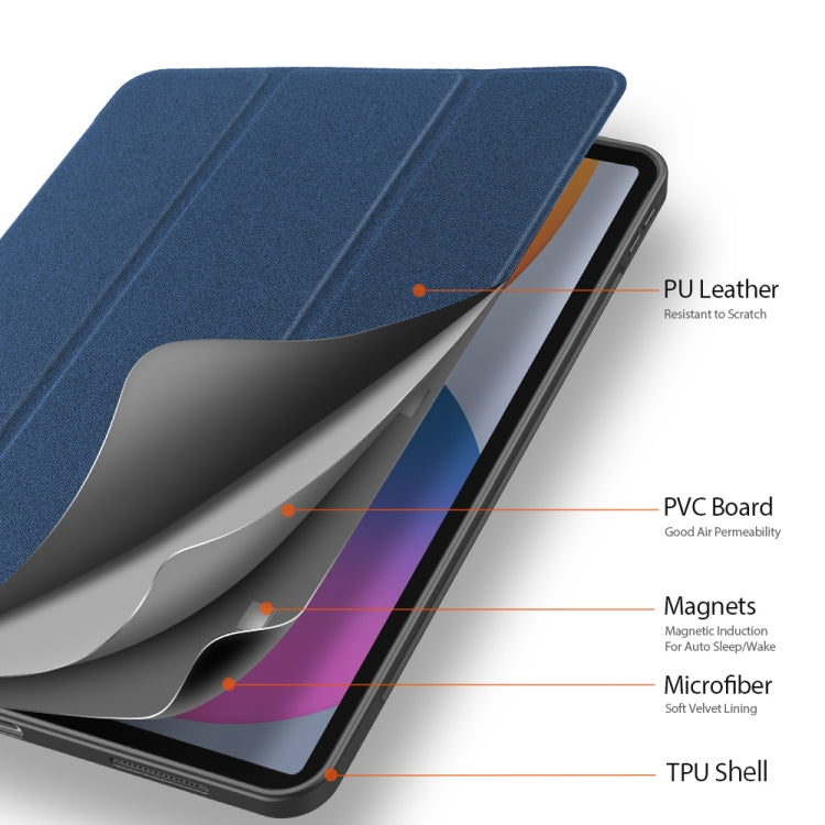 For iPad Pro 12.9 2022 / 2021 / 2020 DUX DUCIS Domo Series Horizontal Flip Magnetic TPU + PU Leather Tablet Case with Three-folding Holder & Pen Slot & Sleep / Wake-up Function(Blue) - HoMEdemic™ 