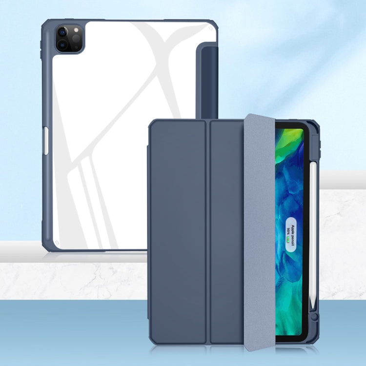 For iPad Pro 12.9 2022 / 2021 / 2020 Mutural Pinyue Series PC + TPU Horizontal Flip Leather Tablet Case with Holder & Pen Slot & Sleep / Wake-up Function(Blue) - HoMEdemic™ 