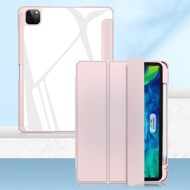 For iPad Pro 12.9 2022 / 2021 / 2020 Mutural Pinyue Series PC + TPU Horizontal Flip Leather Tablet Case with Holder & Pen Slot & Sleep / Wake-up Function(Pink) - HoMEdemic™ 
