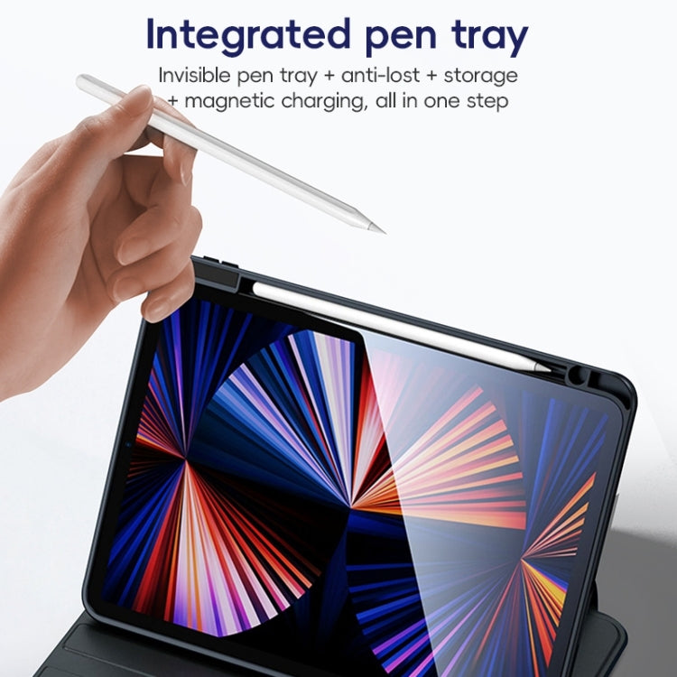 For iPad Pro 12.9 2022/2021/2020 ZGA Tri-Fold 360 Rotation Smart Leather Tablet Case(Blue) - HoMEdemic™ 