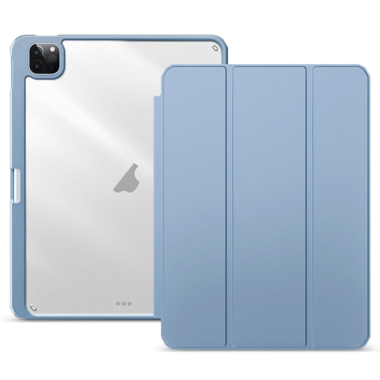 For iPad Pro 12.9 2022/2021/2020 ZGA Tri-Fold Voltage Smart Leather Tablet Case(Ice Blue) - HoMEdemic™ 