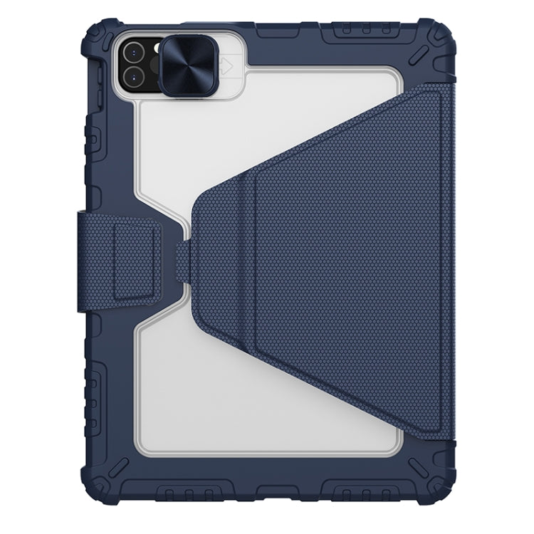 For iPad Pro 12.9 2022 NILLKIN Bumper Snapsafe Multifunctional Leather Tablet Case with Pen Slot(Blue) - HoMEdemic™ 