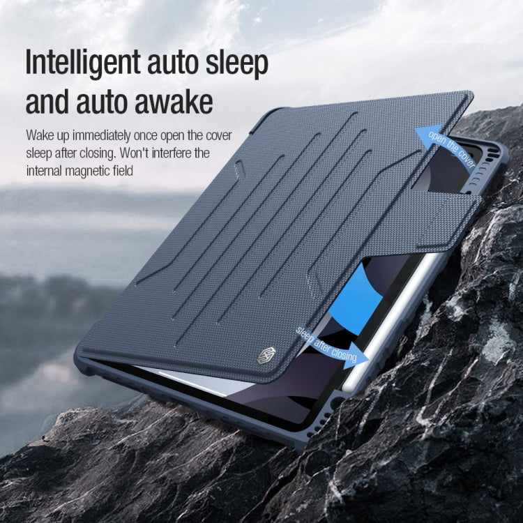 For iPad Pro 12.9 2022 NILLKIN Bumper Snapsafe Multifunctional Leather Tablet Case with Pen Slot(Blue) - HoMEdemic™ 