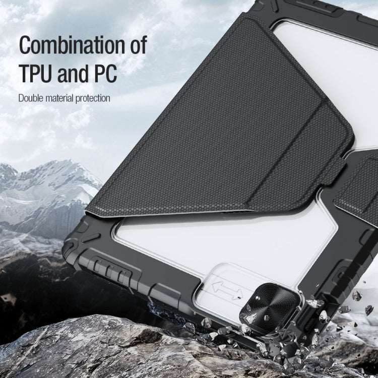 For iPad Pro 12.9 2022 NILLKIN Bumper Snapsafe Multifunctional Leather Tablet Case with Pen Slot(Blue) - HoMEdemic™ 