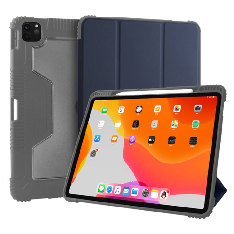 For iPad Pro 12.9 inch 2022 / 2021 / 2020 Mutural Horizontal Flip PC + TPU + PU Leather Tablet Case with Holder & Pen Slot(Dark Blue) - HoMEdemic™ 