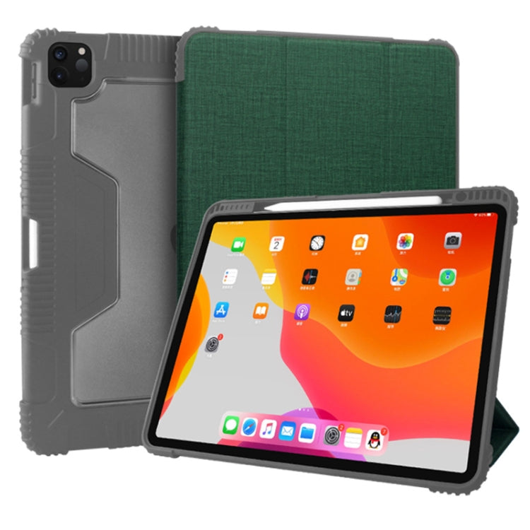 For iPad Pro 12.9 inch 2022 / 2021 / 2020 Mutural Horizontal Flip PC + TPU + PU Leather Tablet Case with Holder & Pen Slot(Dark Green) - HoMEdemic™ 