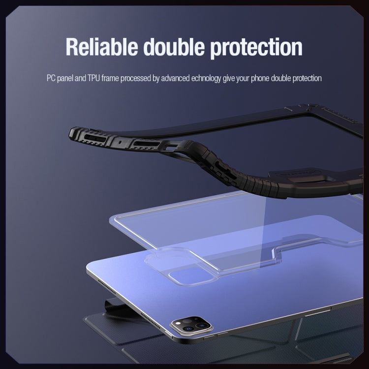 For iPad Pro 13 2024 NILLKIN Bumper Pro Multi-angle Folding Style Tablet Leather Case(Blue) - HoMEdemic™ 